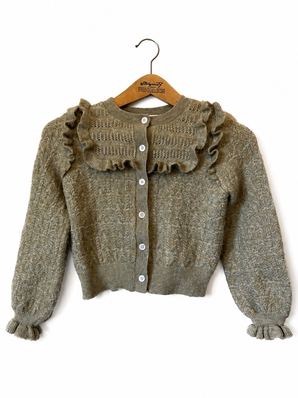 & Other‎ Stories Ruffled Cardigan Wool Alpaca Blend Size XS Fall Cozy Warm Chic